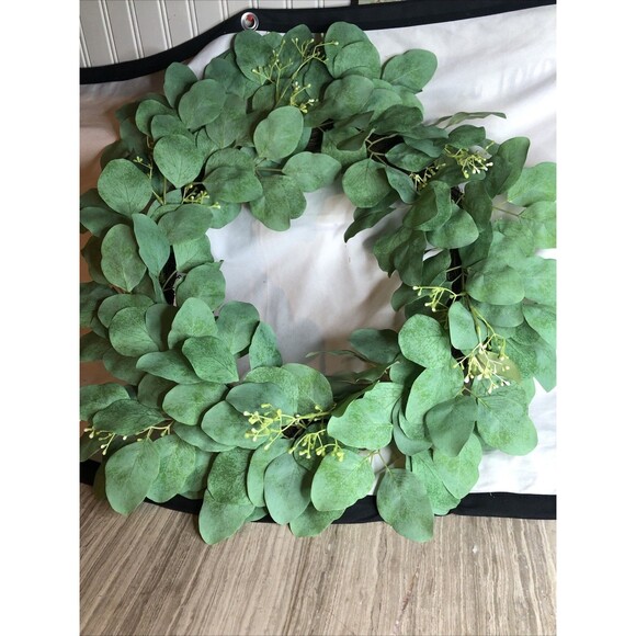 Hearth & Hand with Magnolia 24" Faux Seeded Eucalyptus Artificial Wreath Display - Picture 2 of 9